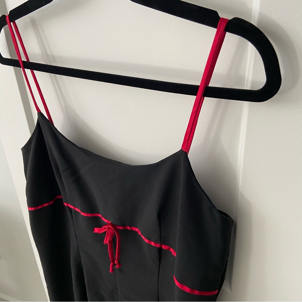 Vintage 90s Y2K Goth Grunge Black Mini Dress with Red Satin Bow - Picture 3 of 12
